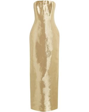 Cult Gaia Satin Strapless Ficklin Gown - Metallic