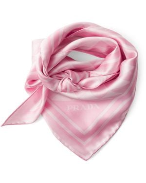 Prada Silk Printed Triangle Scarf - Pink