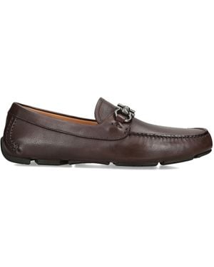 Ferragamo Leather Parigi Driving Shoes - Brown