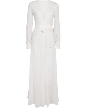Loretta Caponi Silk Clelia Bridal Robe - White