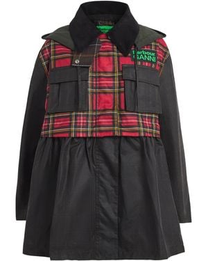 Barbour X Ganni Royal Stewart Tartan Peplum Waxed Jacket - Black
