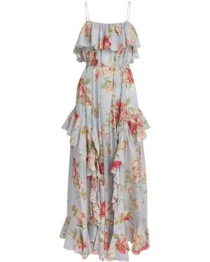 Zimmermann Silk Floral Roselight Midi Dress - White