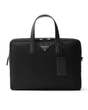 Prada Re-Nylon And Saffiano Leather Briefcase - Black
