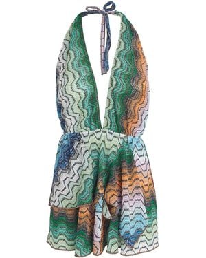 Missoni Metallic Chevron V-Neck Playsuit - Green