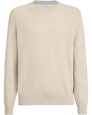 Brunello Cucinelli Cashmere Ribbed Jumper - White