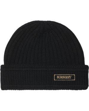 Burberry Wool Logo Beanie - Black