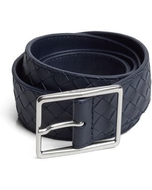Bottega Veneta Leather Intrecciato Piccolo Belt - Blue