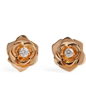 Piaget Rose And Diamond Rose Earrings - Metallic