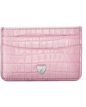 Aspinal of London Croc-Embossed Slim Card Holder - Pink