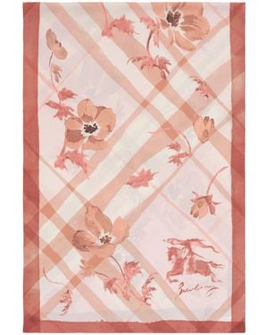 Burberry Silk Watercolour Check Scarf - Pink
