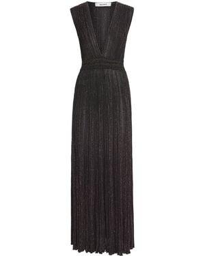 Valentino Metallic Plunge Agrona Maxi Dress - Black