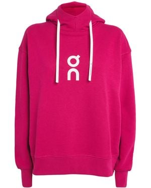 On Shoes Organic Cott-Blend Club Hoodie - Red