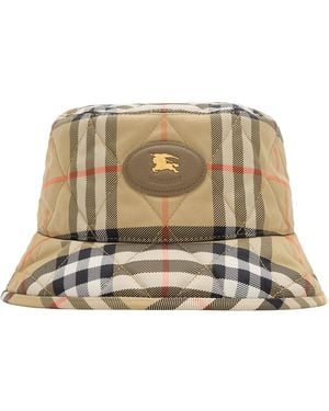 Burberry Quilted Horseshoe Bucket Hat - Natural