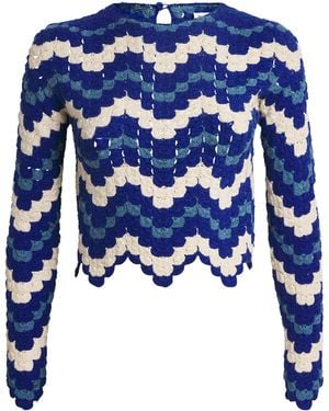Escvdo Crochet Safi Crop Top - Blue
