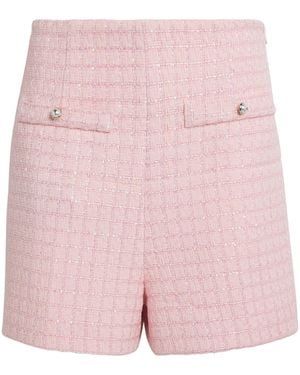 Sandro Tweed Sequinned Check Shorts - Pink