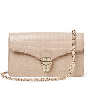 Aspinal of London Croc-Embossed Leather Mayfair 2 Clutch Bag - Natural