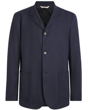 FIORONI CASHMERE Virgin Wool Unstructured Blazer - Blue