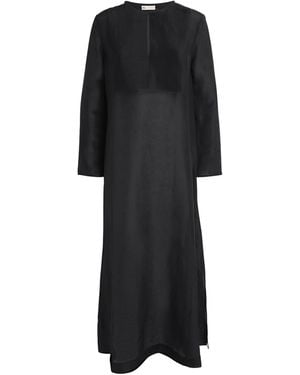 Tory Burch Linen-Silk Pleated Midi Kaftan - Black