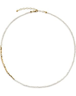 Monica Vinader Vermeil And Baroque Pearl Mini Nugget Gemstone Beaded Necklace - Metallic