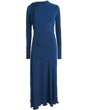 Victoria Beckham Plisse Long-Sleeve Midi Dress - Blue
