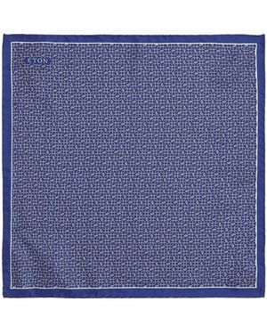Eton Silk Interlocking Print Pocket Square - Blue