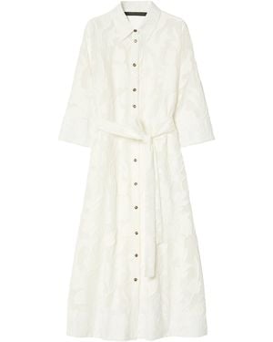 Marina Rinaldi Floral Jacquard Midi Shirt Dress - White