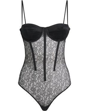 Kiki de Montparnasse Lace Petite Fleur Bodysuit - Grey