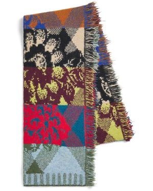 Dries Van Noten Wool-Blend Patchwork Scarf - Red