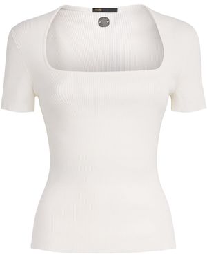 Maje Cotton-Blend Rib-Knit Top - White