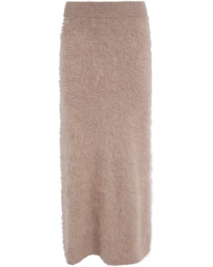 Almada Label Brushed Cashmere Umi Midi Skirt - Brown