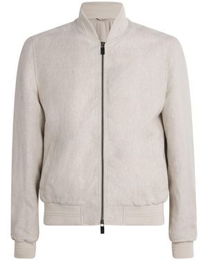 Pal Zileri Linen Bomber Jacket - Natural