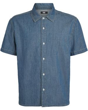 PAIGE Denim Short-Sleeve Soliman Shirt - Blue