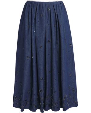 Maje Denim Embellished Midi Skirt - Blue