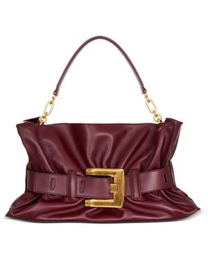 Balmain Medium Leather Anthem Shoulder Bag - Purple