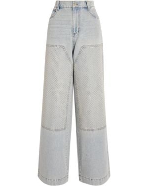 Sandro Rhinestone-Embellished Straight Jeans - Grey