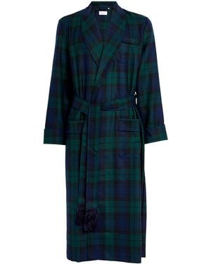 Derek Rose Wool Tartan Robe - Blue