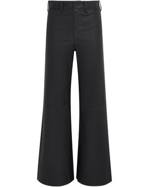 Polo Ralph Lauren Leather Beaton Flared Trousers - Black