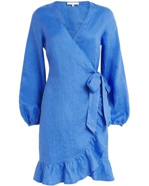Heidi Klein Linen Skyros Mini Wrap Dress - Blue
