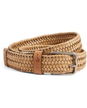 7 For All Mankind Leather Woven Belt - Metallic