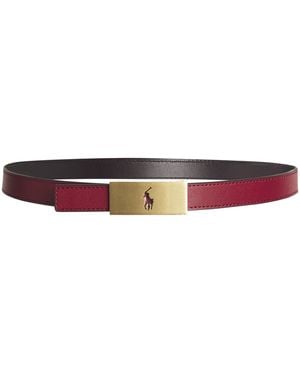 Polo Ralph Lauren Leather Reversible Polo Id Belt - Red