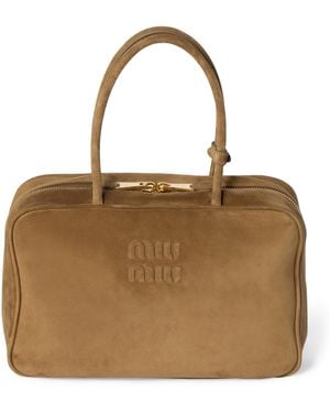 Miu Miu Suede Beau Top-Handle Bag - Brown