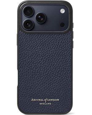 Aspinal of London Grained Leather Iphone 17 Pro Case - Blue