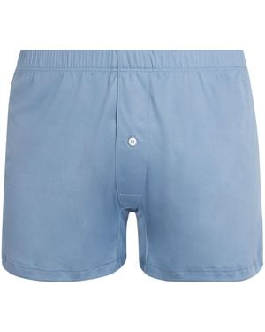 Zimmerli of Switzerland Stretch-Cotton Boxer Shorts - Blue
