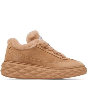 Jimmy Choo Diamond Maxi Retro Suede-Shearling Sneakers - Brown