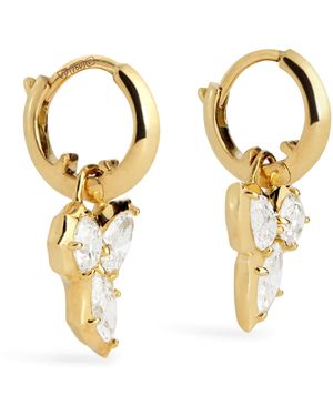 Jade Trau And Diamond Poppy Huggie Earrings - Metallic