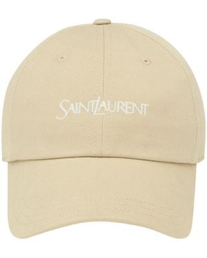 Saint Laurent Cotton Logo Baseball Cap - Natural