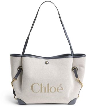 Chloé Canvas Clover Carry Tote Bag - White
