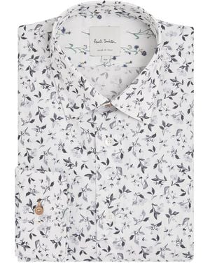 Paul Smith Cotton Floral Print Tailored Fit Shirt - Black