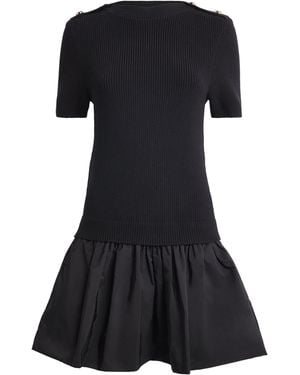 Maje Cotton-Blend Rib Knit And Taffeta Mini Dress - Black