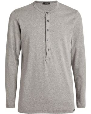 Tom Ford Cotton-Blend Lounge Henley Top - Grey